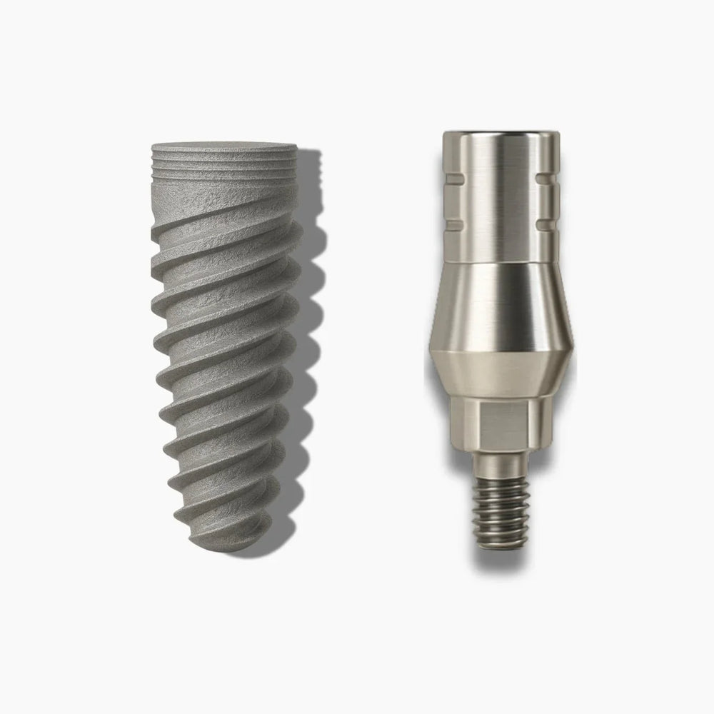 100 Spiral Dental Implant + 100 Straight Abutment 9mm - Spiral Implant