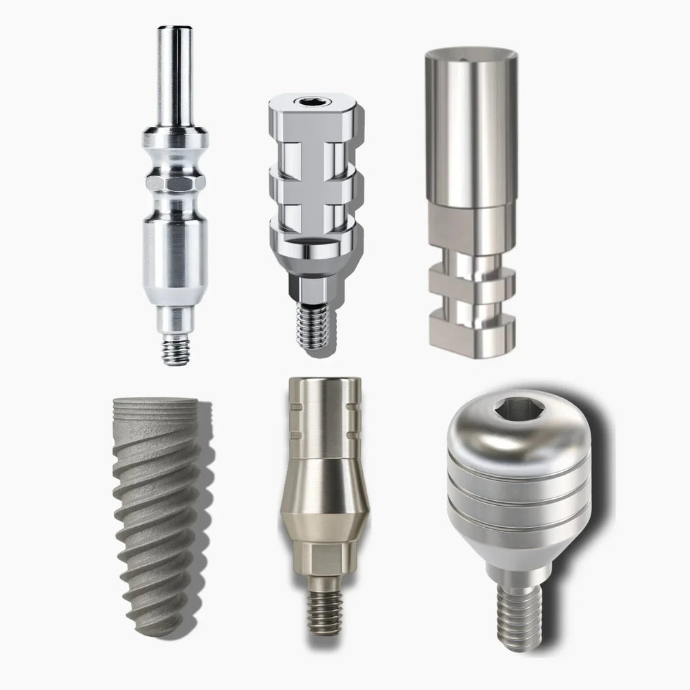 25 Spiral Dental Implant + 25 Straight Abutment 9mm + 25 Healing Cap + 25 Dental Analog + 25 Dental Transfer - Spiral Implant