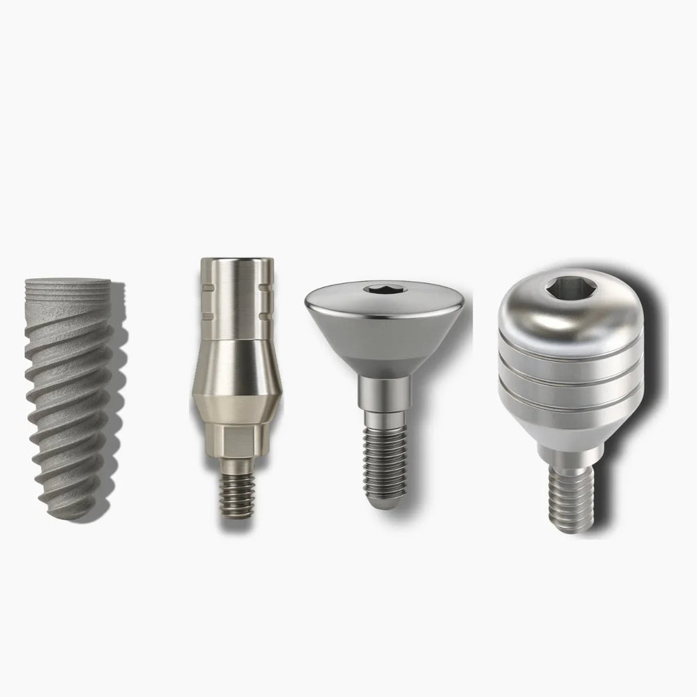 50 Spiral Dental Implant + 50 Straight Abutment 9mm + 50 Dental Healing Cap - Spiral Implant