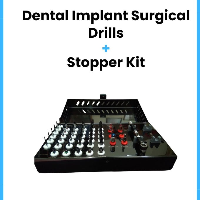 Dental Implant Surgical Drills with Stopper Kit - 25 PCs Stoppers Drills - Spiral Implant